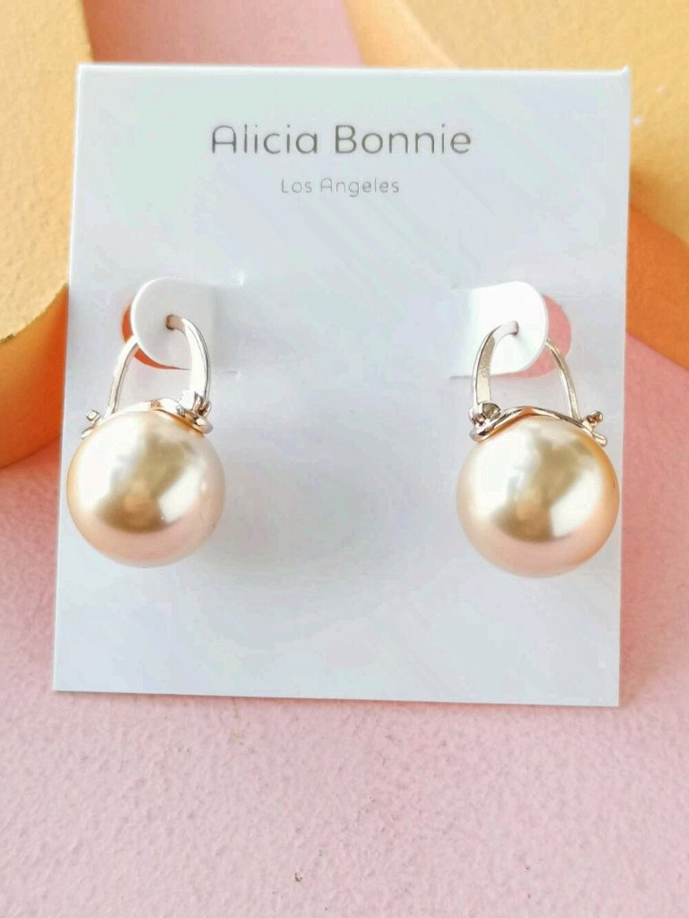 Alicia Bonnie - Blanche rose pearl Rose Gold Earrings - NEW